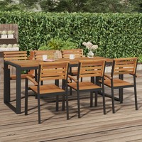Gartentisch Rechteckig Akazie Massivholz U-Form 200X90X75 Cm