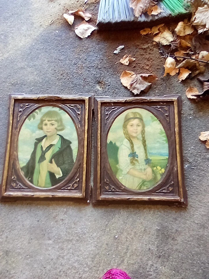 Juego 2 Impresiones Corneille Max Hija Príncipe Madera Tallada Marco Decoupage De Colección Foto 2 de 3