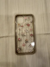 Pela Case for iPhone 13 - Clear Floral Vines with London Fog Ridge