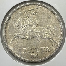 1936 Lithuania 10 Ten Litu Silver Coin - Extremely Fine - Vytautas | Old Litas