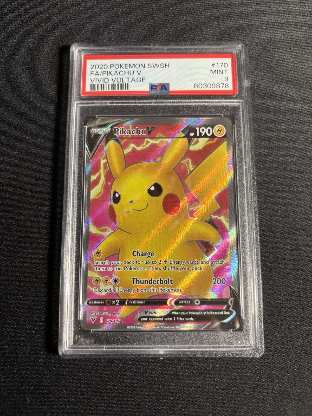 Pikachu V (Full Art) 170/185 PSA9 Swsh04: Vivid Voltage Holo