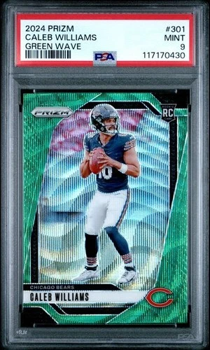 2024 Panini Prizm #301 Caleb Williams Green Wave PSA 9 MINT Rookie RC BEARS