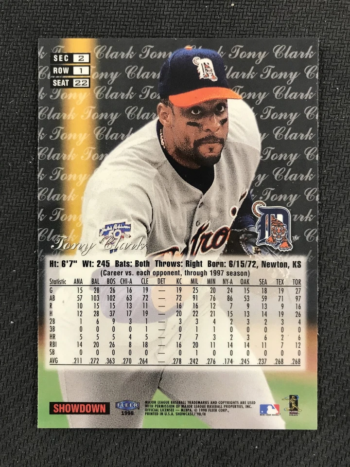 Flair Showcase #22 1998 Tony Clark Detroit Tigers Foto 2 de 2