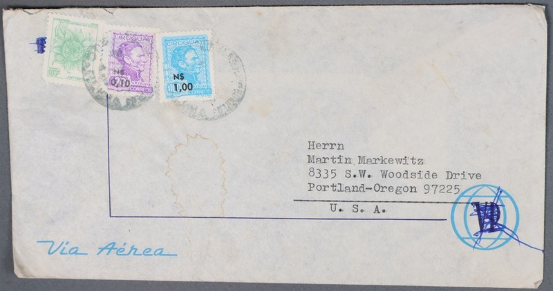 MayfairStamps Uruguay to Portland OR Air Mail Cover cca_00433
