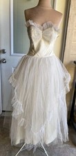 Vintage 1950s Formal Gown Full Skirt Prom Pinup Tulle NEEDS REPAIRS See Desc