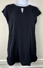 Elizabeth and Clarke All Hours Andie Dress Vegan Silk Black Shift Pockets Size L