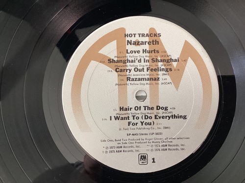 Nazareth HOT TRACKS OG 1977 M- vinyl LP, A&M Records SP-4643 TESTED - Imagen 5 de 10