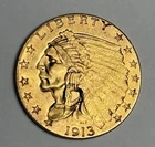 AU/MS 1913 Indian Head Gold Quarter Eagle (All Original!) U.S. $2.50 AU / Low MS