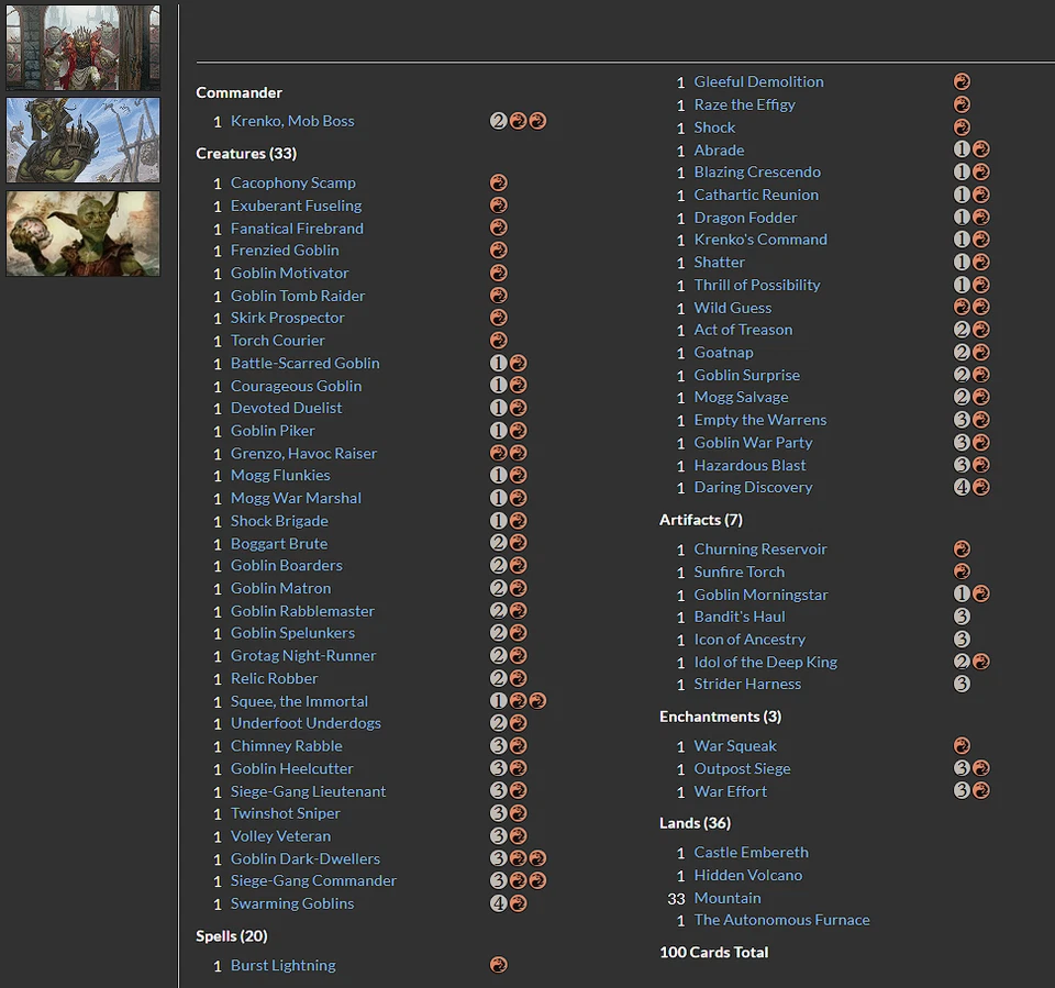 Krenko, Mob Boss MTG EDH Commander Deck | Mono Red Goblins! - Image 2 of 4