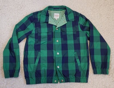Cat & Jack Blue Green Check Lightweight Jacket Size M (8-10)Snap Button 