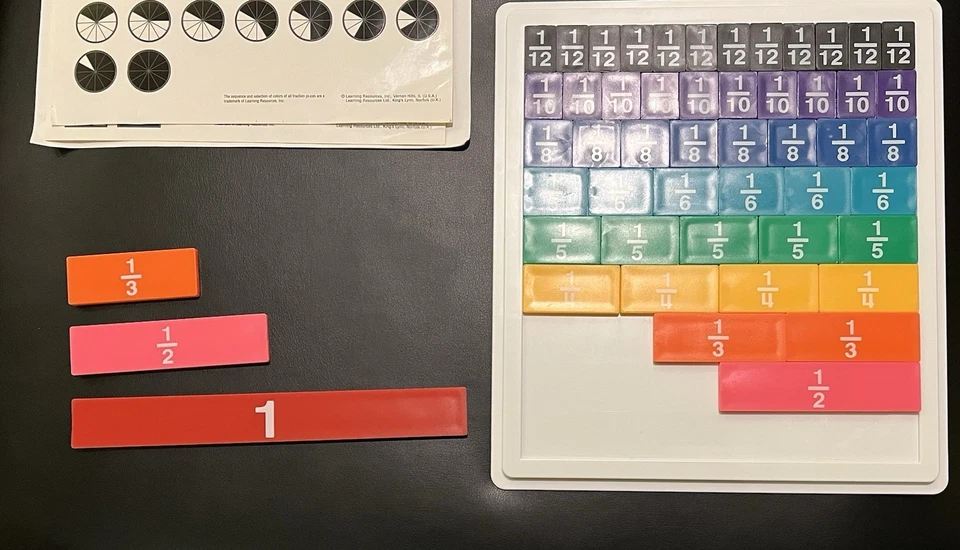 Rainbow Fraction Tiles & Stickers Homeschool School Math Learning Resources - Image 2 of 2