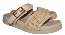 NEW FENDI Slides Feel FF Logo Dad Sandals Lea...