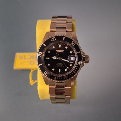 Invicta Pro Diver Herren Automatik Uhr goldfarben Stahl schwarz Datumsanzeige