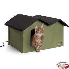 Heated Outdoor Cat House Insulated Weatherproof Shelter Multi-Use Pet Warmth