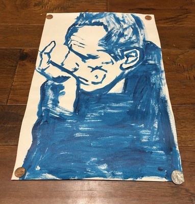Portrait Art of Old Man Thinking Painting On Paper Original Art Signed Artwork