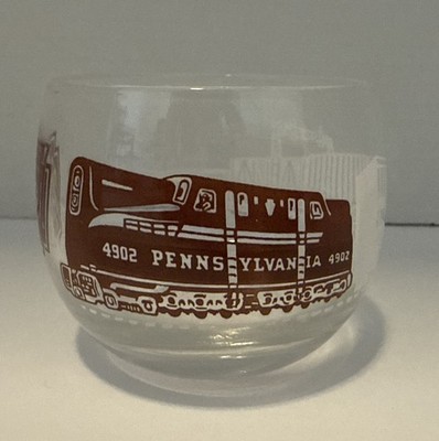 VINTAGE PENNSYLVANIA RAILROAD 4902 BRIWN ROLY POLY COCKTAIL GLASSES 5 OZ.
