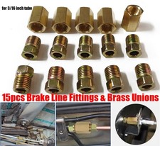 15x Car Brake Line Fittings Assortment For 3/16 Inch Tube (5x Unions + 10x Nuts)