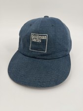 Vintage 90s Goldman Sachs Investment Banking Strapback Hat Cap Blue Denim RARE
