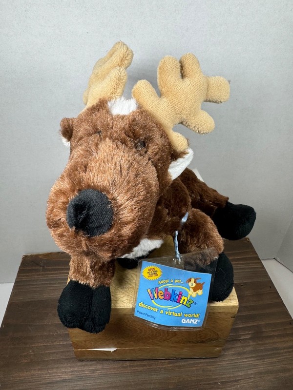 GANZ Webkinz Brown Reindeer Plush HM137 W/ Code Unknown if Used Christmas Moose