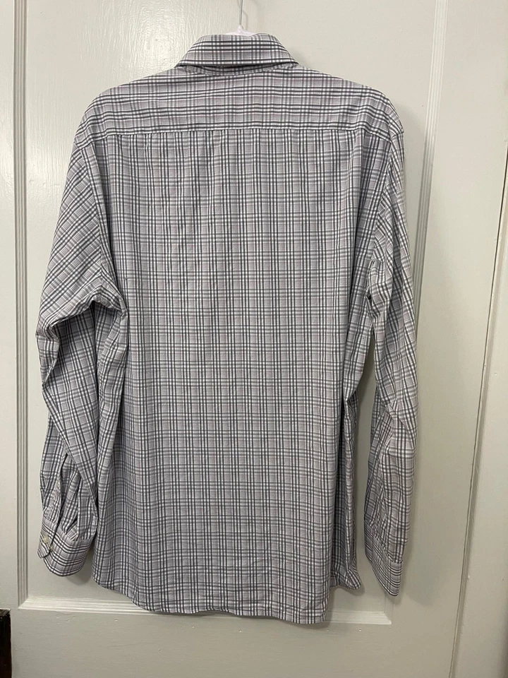 Camisa de vestir ajustada Tallia para hombre gris blanco rosa a cuadros talla 16,5 34/35 Foto 2 de 4