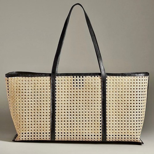 Bembien Tote Bag Margot Plage NWT XL Wide Black Woven Rattan Sold Out $350