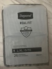 4 Pack - Depend Real Fit Underwear for Men Disposable, L/XL Grey 104 Count