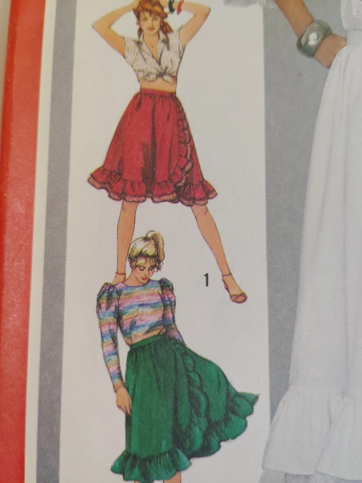 Simplicity 5758 Wrap Skirt Sewing Pattern Ladies 14 28" Ruffle Swing Dance VTG - Image 4 of 4