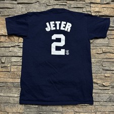 Derek Jeter New York Yankees Shirt Boys KIDS Large Navy Blue Vintage Majestic
