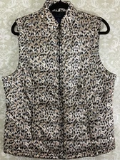 WESTBOUND Women’s Vest Large Animal Print Insulated Full Zip Jacket Pockets