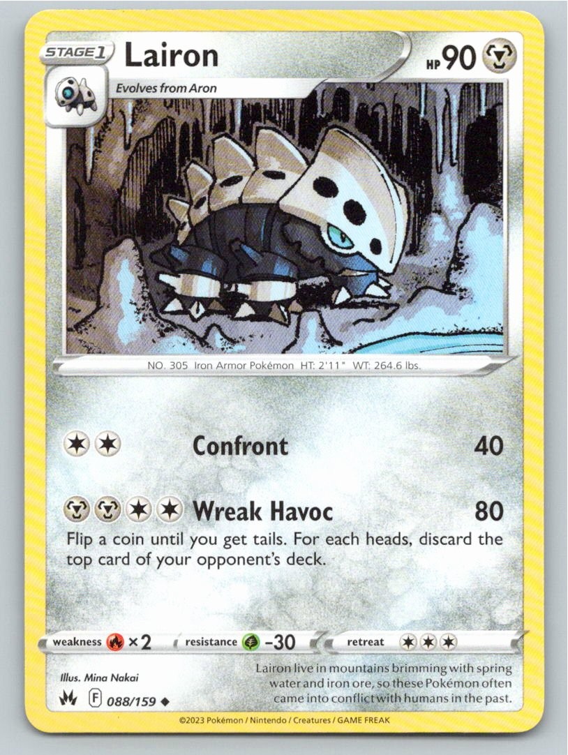 2023 POKEMON LAIRON CROWN ZENITH 088/159 UC NM A73483 FREE S&H