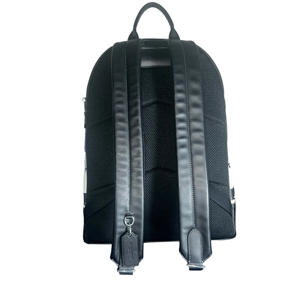 Coach men CO920 west Backpack Black & Chalk white Canvas signature Print Leather - Image 3 of 4