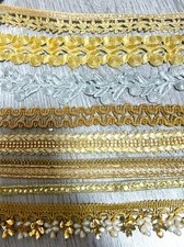 1m/2m Fine Edging Metallic Colour Embroidery Trim For Craft Embellishment Decor