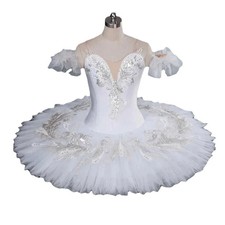 Classic Ballet Tutu Adult Kids White Swan Lake Pancake Party Dance Costume