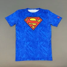 Under Armour Superman Compression Shirt Mens XXL Alter Ego Blue Cracked Ice Camo