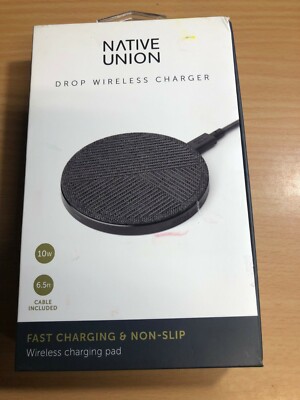 Native Union 10W Qi Certified Wireless Charging Pad Fabric 6.5ft Cable Gray