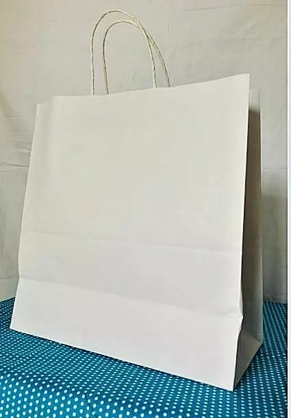 Pure Plain White Kraft Paper Bag Party Shopping Gift Bags With Handles  Quality