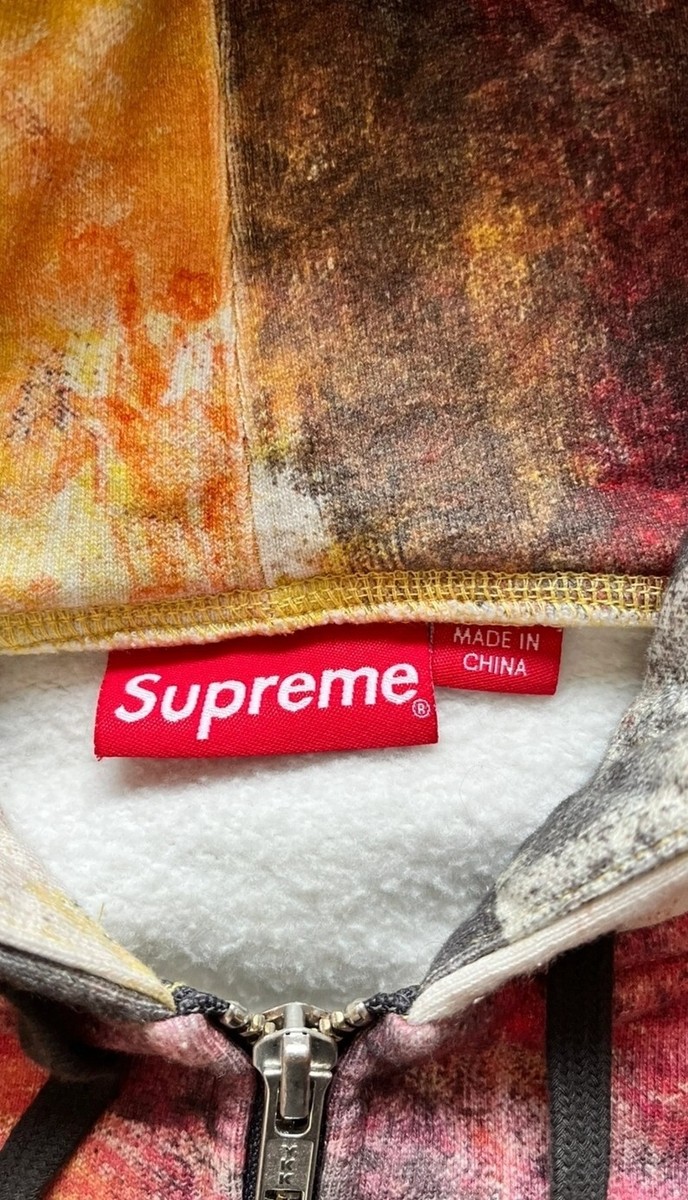 supreme fire zip up hooded sweatshirt