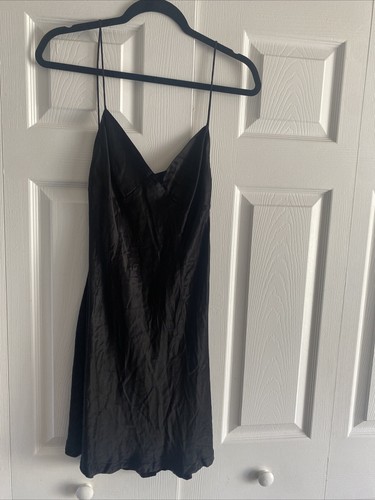 Meshki Women's Black Porter Mini Slip Dress XS Satin Event Party Night Out NEW