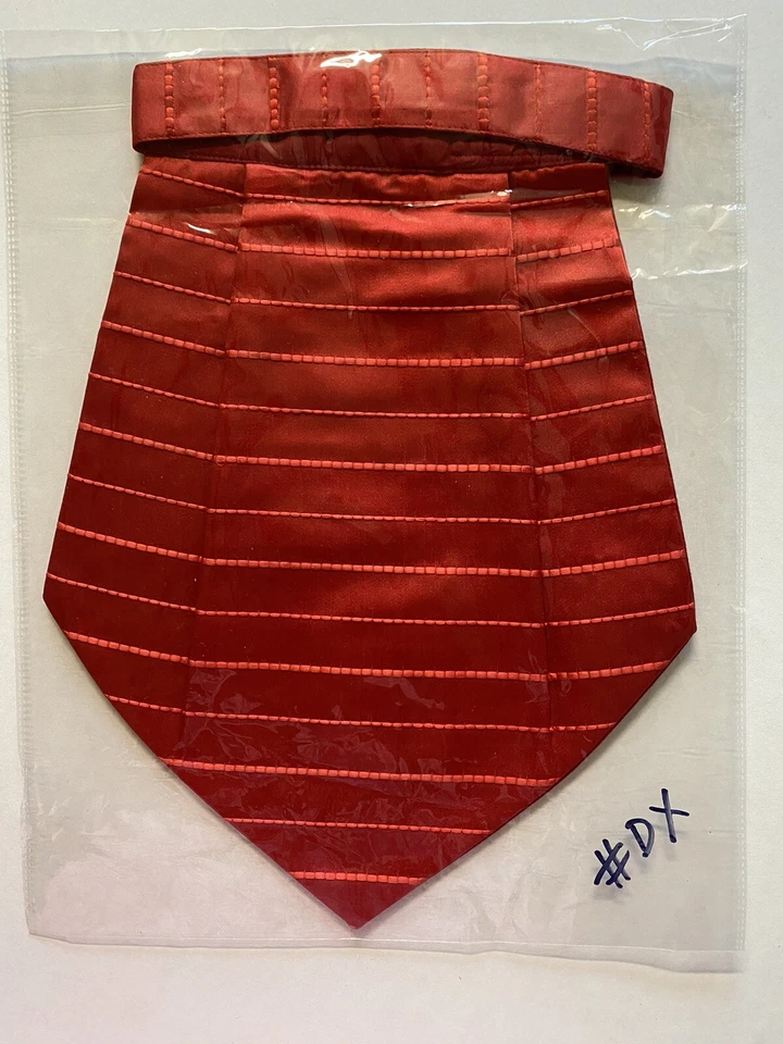 NEW Red stripes Men Silk Cravat Scarf Ascot NECK Tie PARTY-PRE STITCHED GATSBY - Image 2 of 4