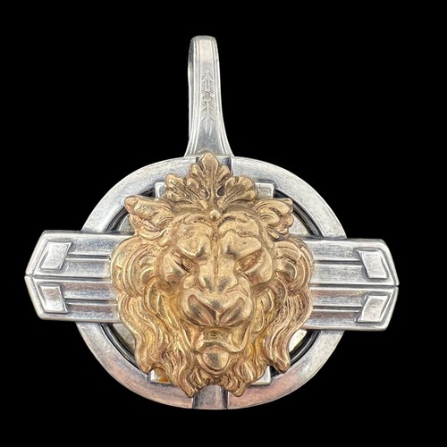 Vintage Signed Sonja Lea Eccles Lion Head Large Two-tone Spoon Pendant