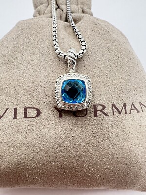 David Yurman Petite Albion Pendant Necklace with Blue Topaz  David Yurman Petite Albion Blue Topaz & Diamond Necklace - $795 retail main image 0