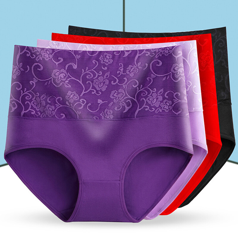 Women Cotton Panties High Waist Tummy Control Underwear Briefs