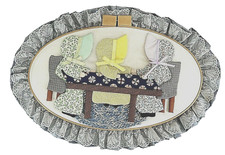 Quilted Wall Handing Sun Bonnet Ladies Hoop Lace Trim Handcrafted Folk Art Read