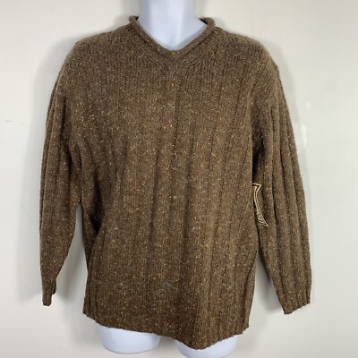 Best Authentic Sweater sz M Brown Knit Wool Blend VINTAGE NEW Cozy Grandpa Core