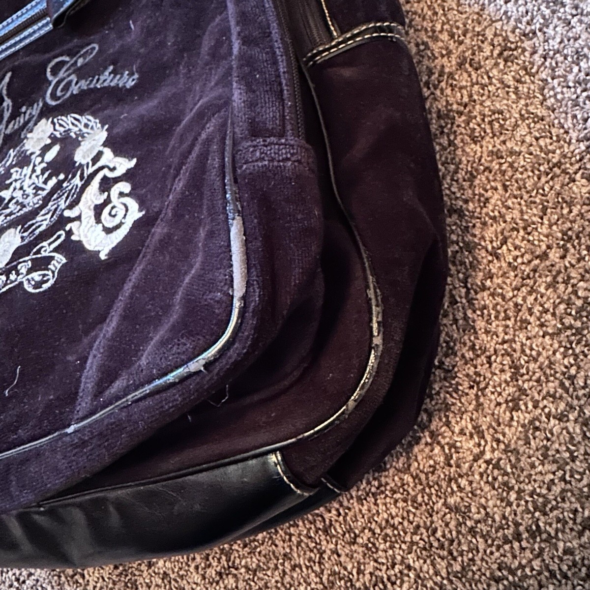 Y2K Vintage‎ JUICY COUTURE Black Velour Backpack Bookbag Weekend Bag Travel Y2K Vintage JUICY COUTURE Black Velour BACKPACK Bookbag  main image 4
