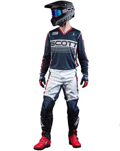 TUTA COMPLETO PANTALONI MAGLIA CROSS ENDURO SCOTT 350 RACE BLU ROSSO RED TG  30+M | eBay
