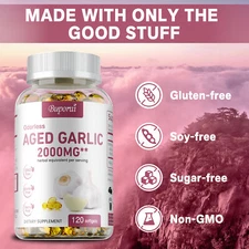 Odorless Aged Garlic-Immune Support,Heart Health,Antioxidant,Gluten-free,Non-GMO