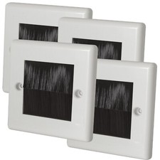 Pack 4 White Faceplate Brushplate with Integrated Black Brushes Single Gang