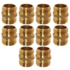 Garden Hose Union, 3/4'" MH x 3/4" MH (Tapped 1/2" FIP) Brass Lead Free 10 Pack