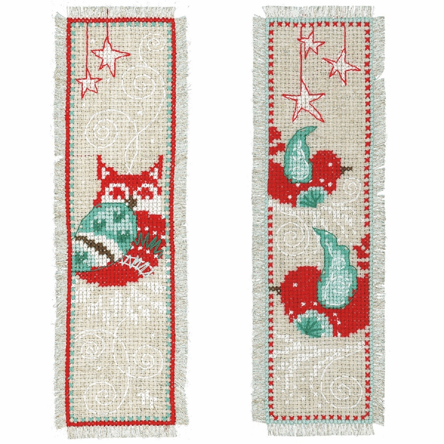 Vervaco Winter Scenes Birds Counted Cross Stitch Bookmark Kit - set of 2 designs